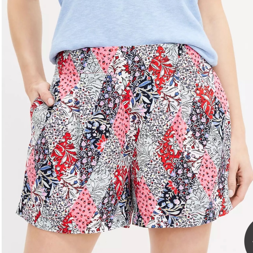 Loft Pleated Pull On Shorts In Patchwork Bloom - image 1